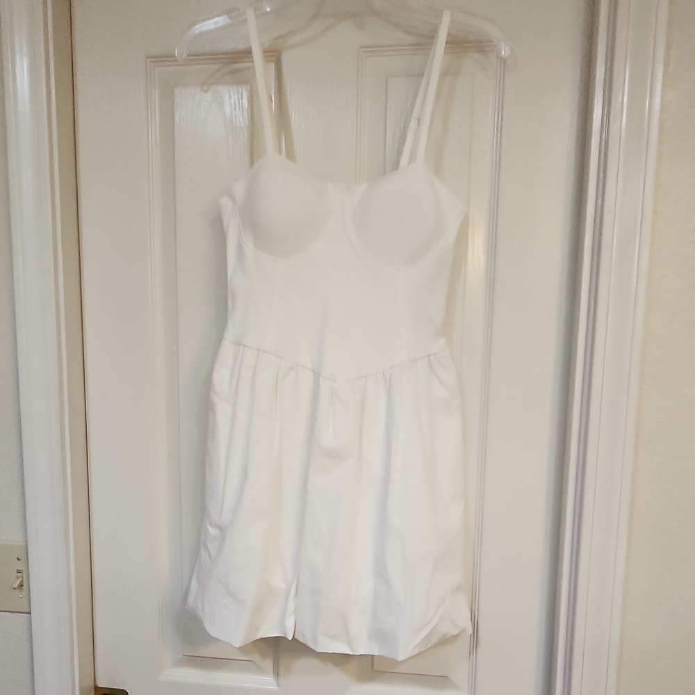 White Bustier Slip Dress with Structured Bodice